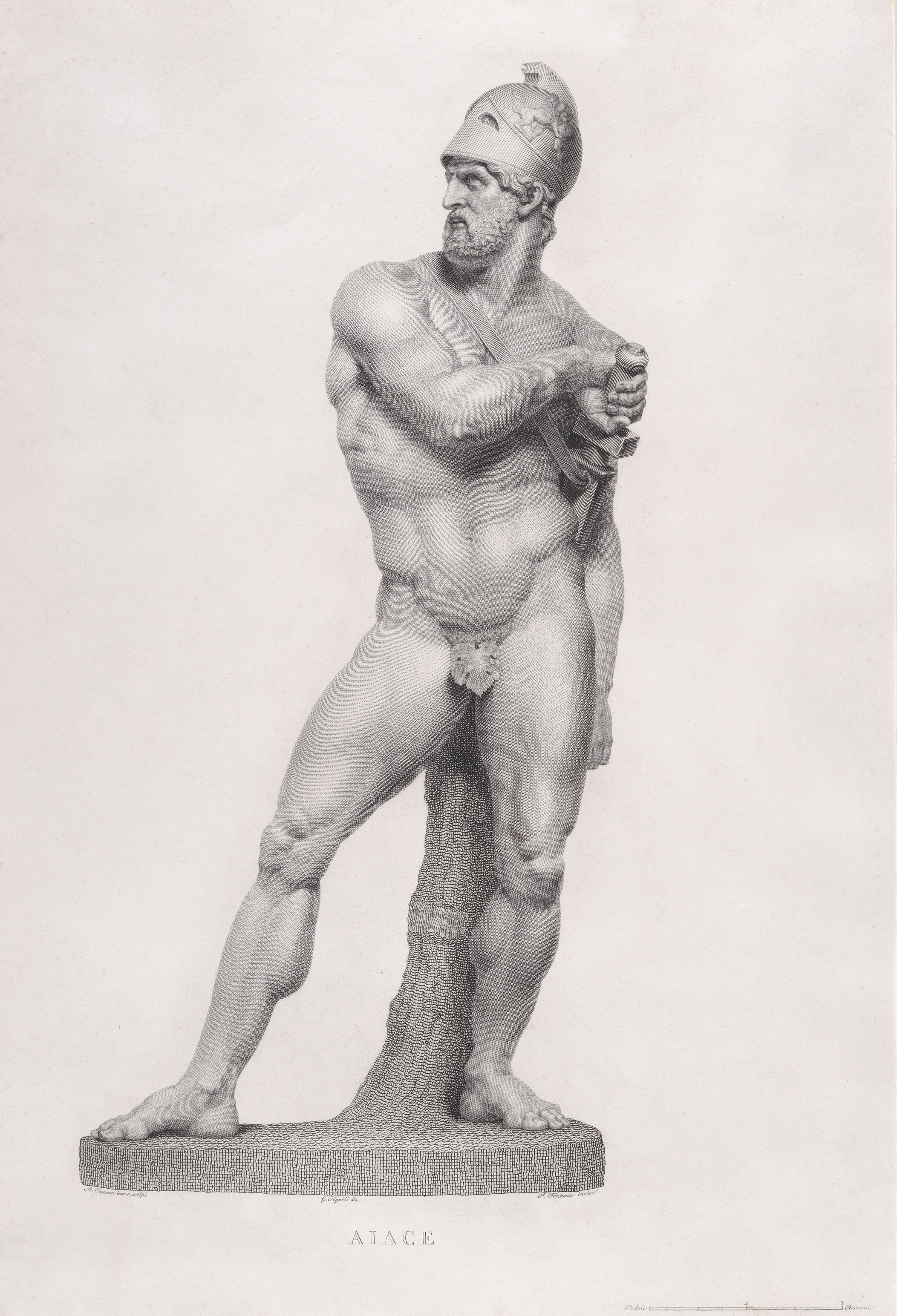 Classical engraving of Ajax, a hero from Greek mythology