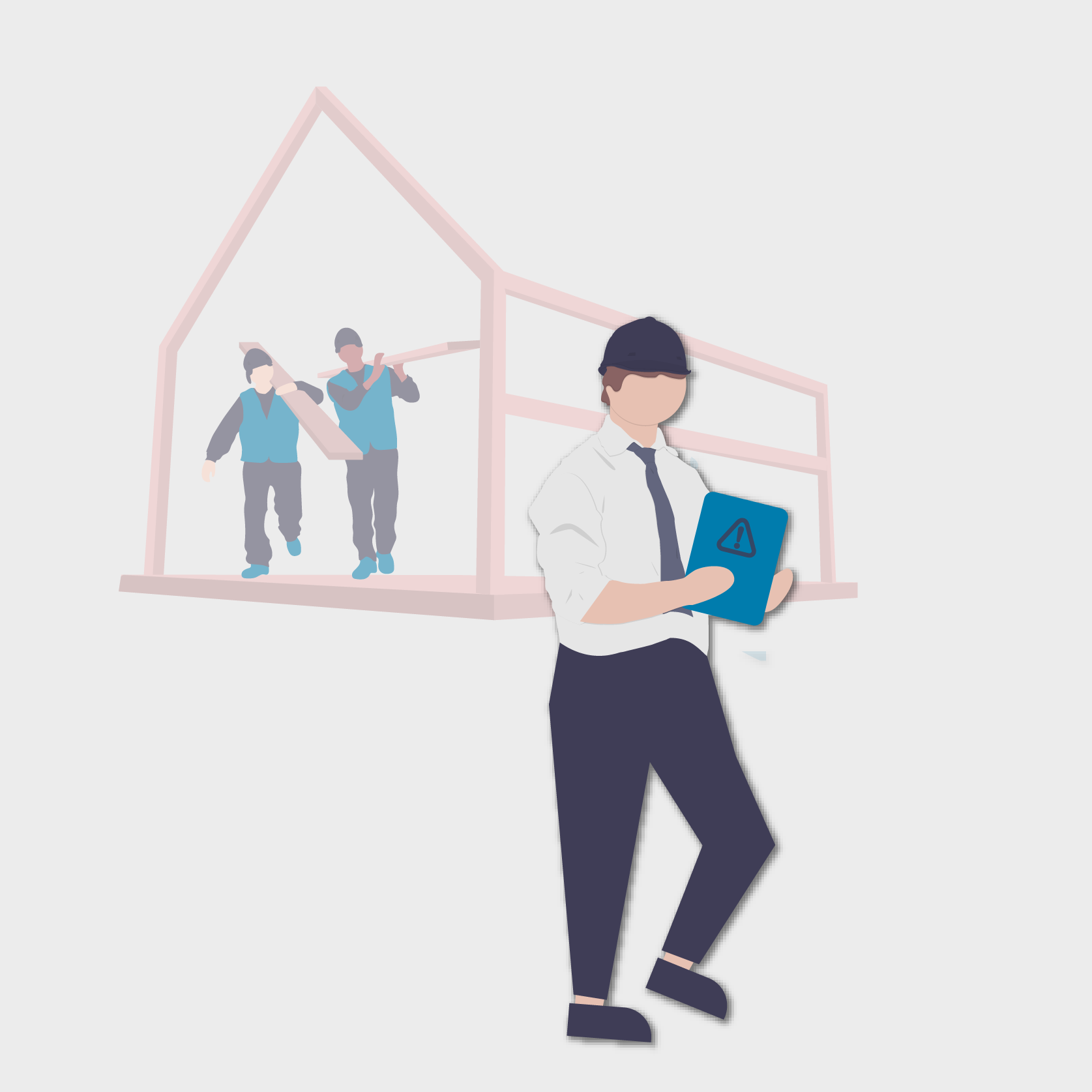 Example image of a construction site with workers. Full alt text discussion follows.